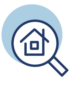 SellWithZero Icon showing Magnifying Glass with Home Inside