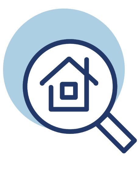 SellWithZero Icon showing Magnifying Glass with Home Inside